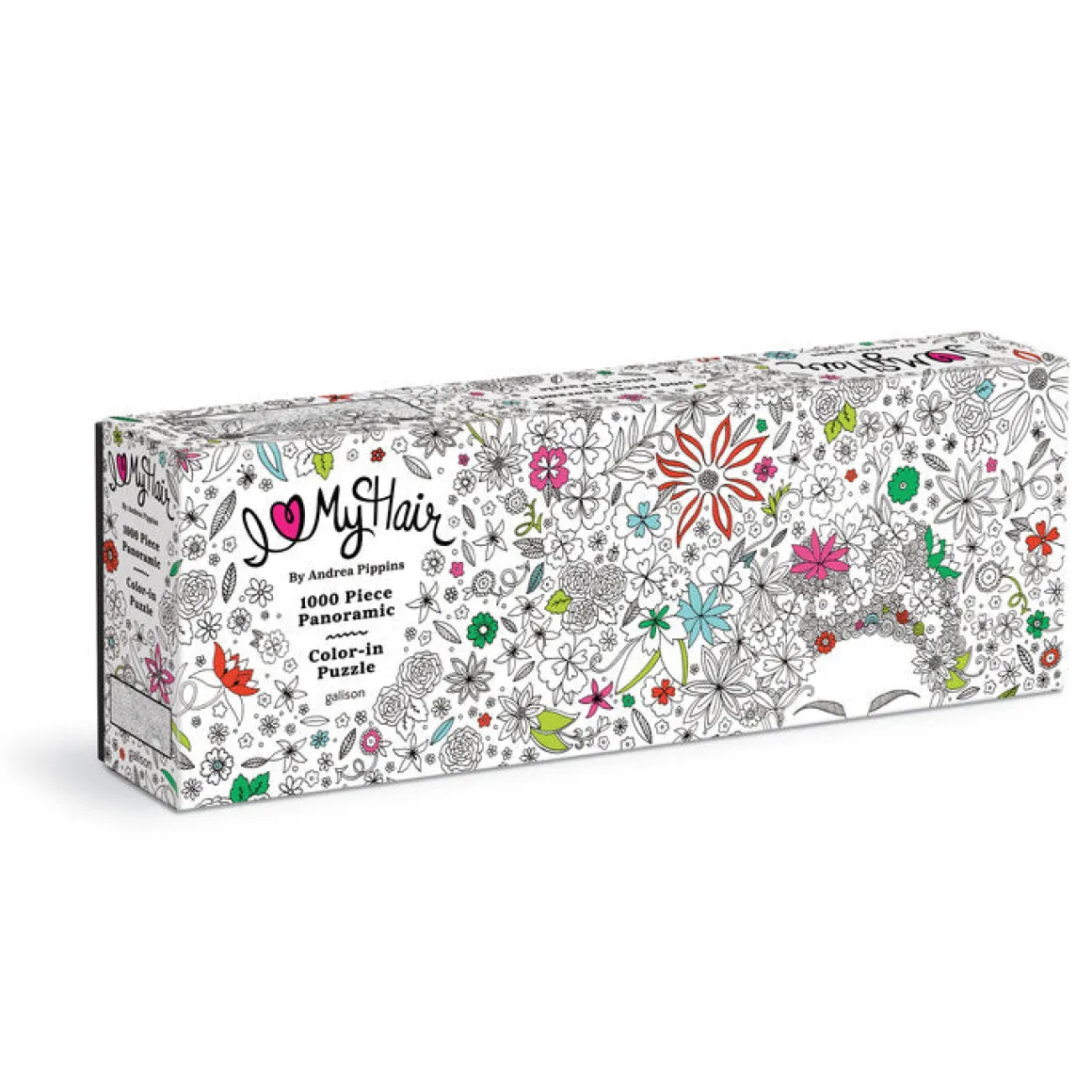 Andrea Pippins Flowers In Your Hair Color-In 1000 Piece Panoramic Puzzle