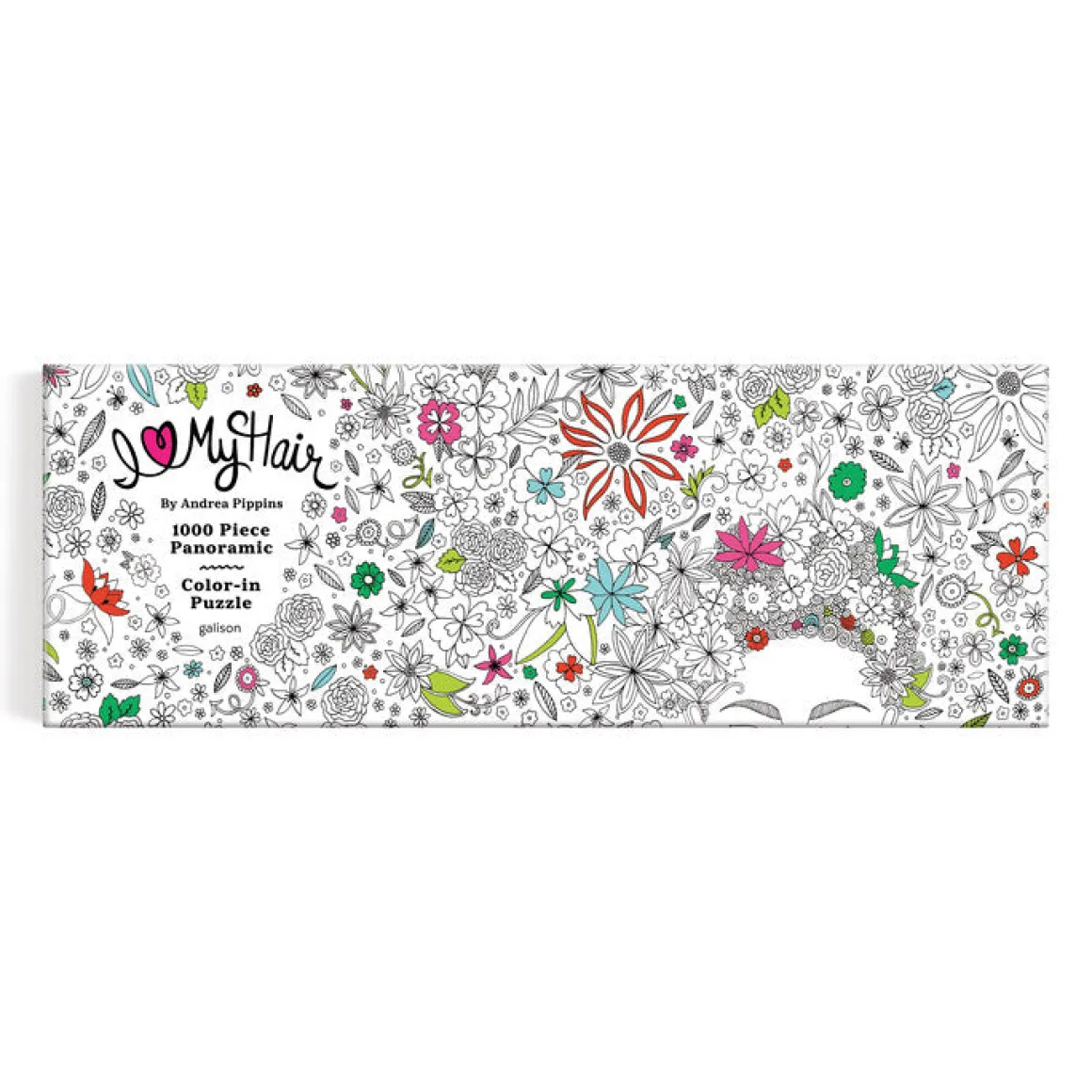 Andrea Pippins Flowers In Your Hair Color-In 1000 Piece Panoramic Puzzle