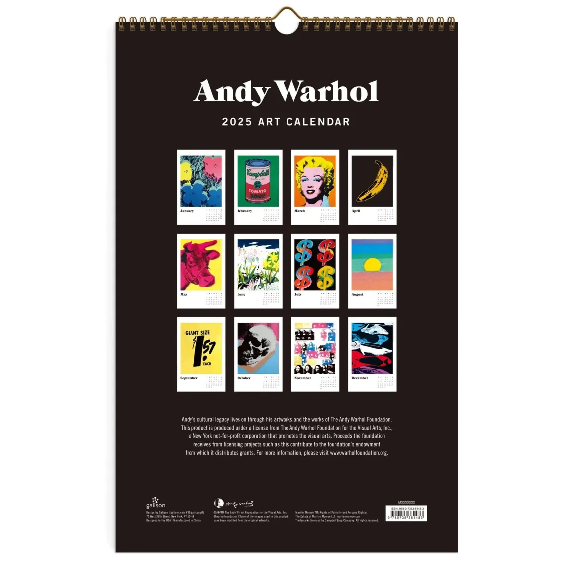 Andy Warhol 2025 Wall Calendar