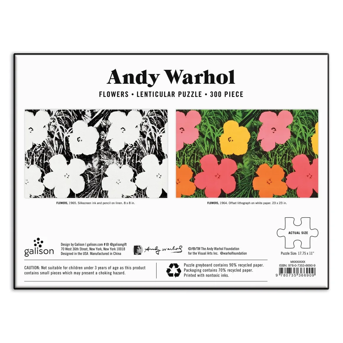 Andy Warhol Flowers 300 Piece Lenticular Jigsaw Puzzle