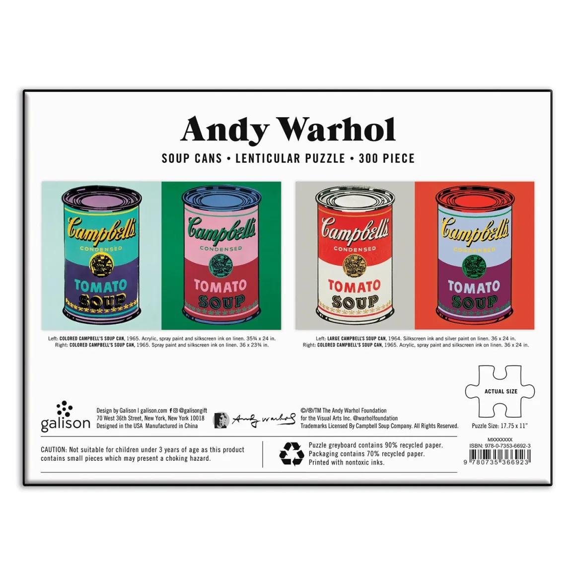 Andy Warhol Soup Cans 300 Piece Lenticular Jigsaw Puzzle