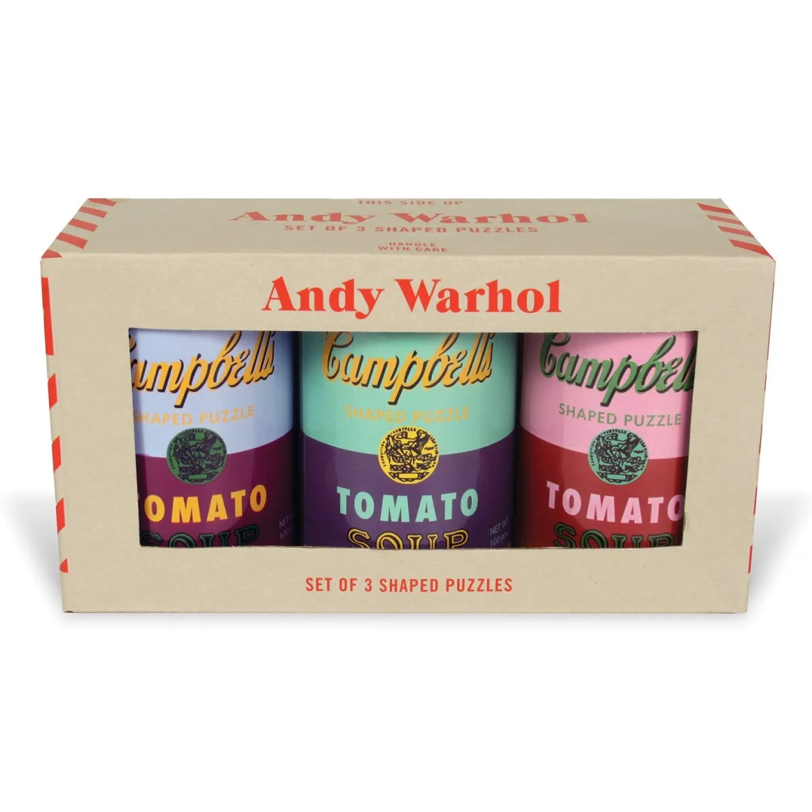Andy Warhol Soup Cans Set of 3 Shaped Puzzles in Tins