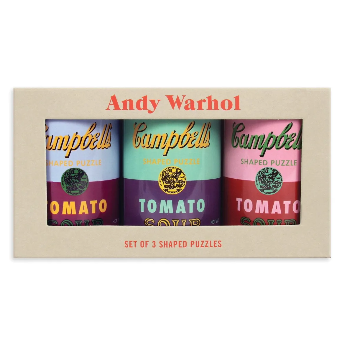 Andy Warhol Soup Cans Set of 3 Shaped Puzzles in Tins