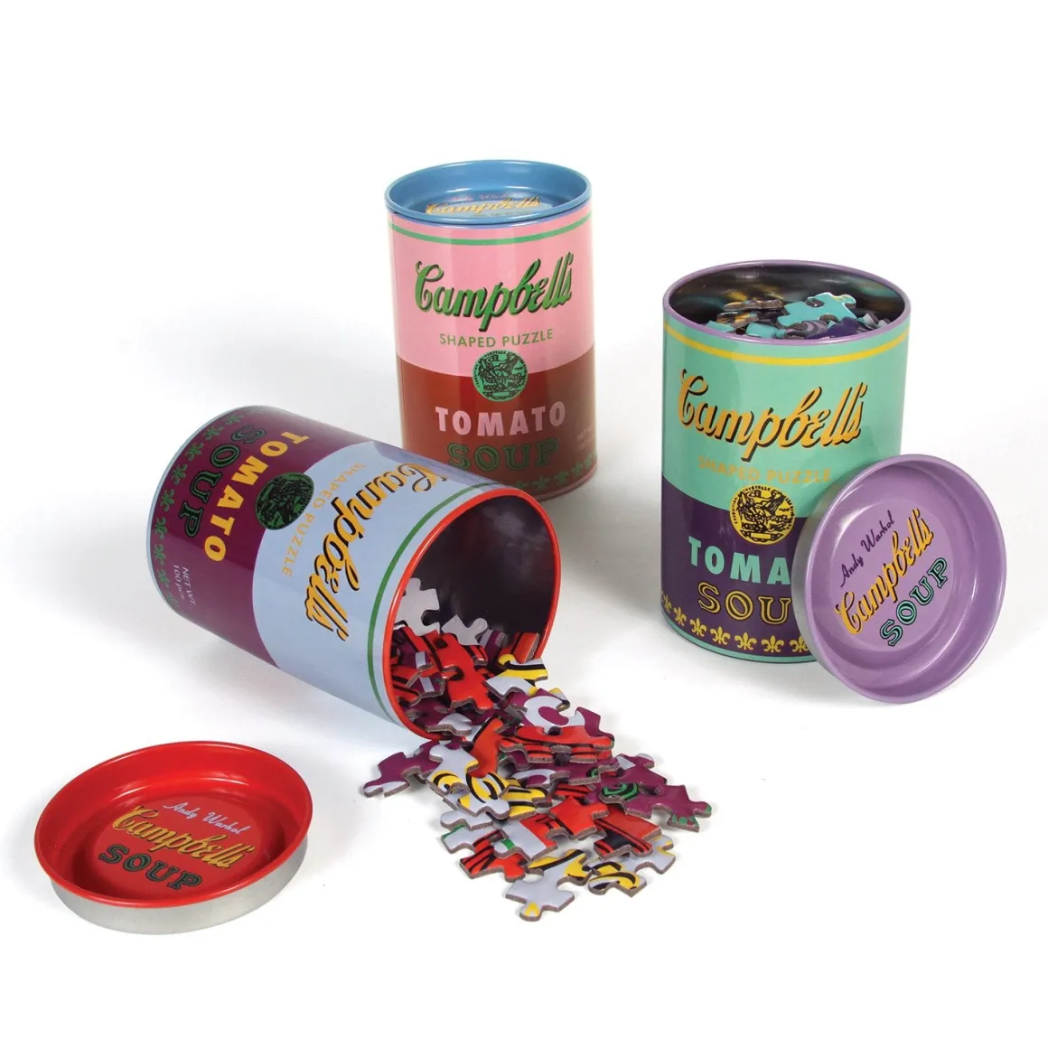 Andy Warhol Soup Cans Set of 3 Shaped Puzzles in Tins