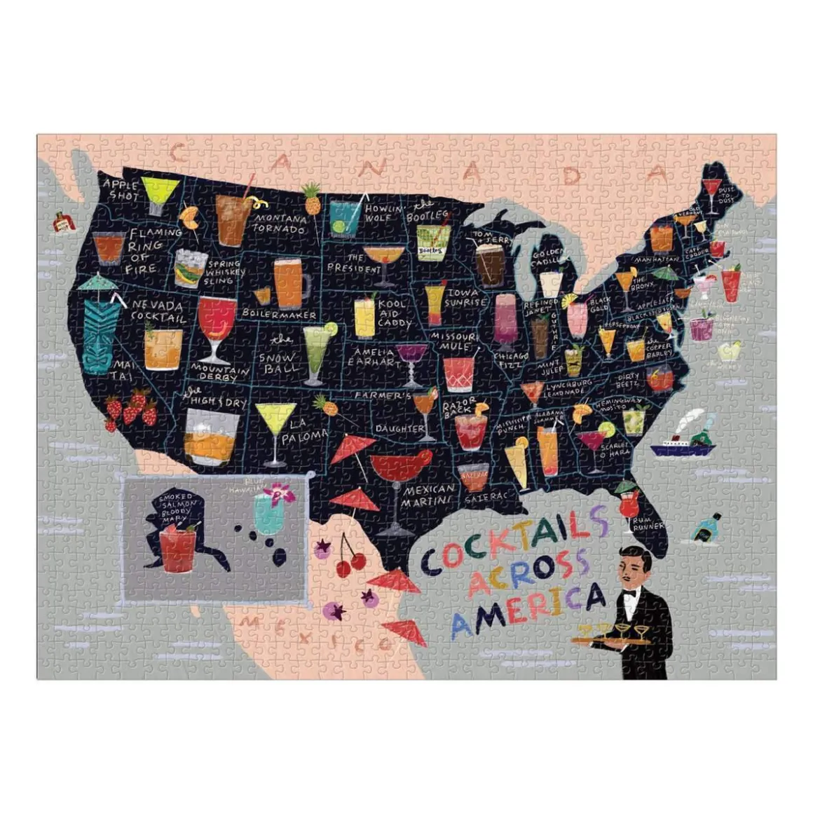Anne Bentley Cocktail Map Of The USA 1000 Piece Jigsaw Puzzle