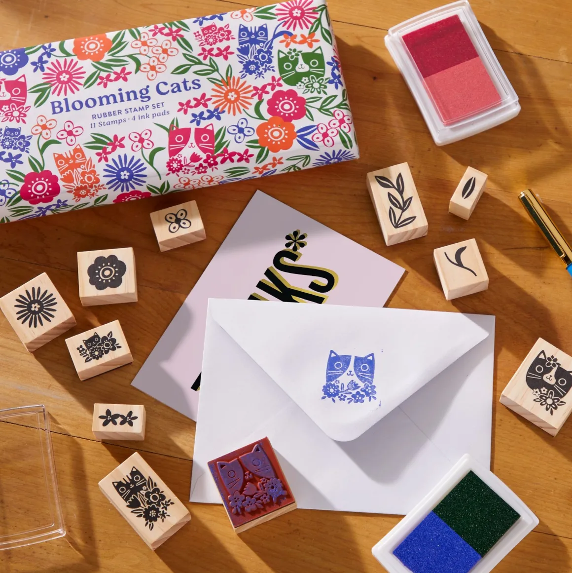Blooming Cats Rubber Stamp Set