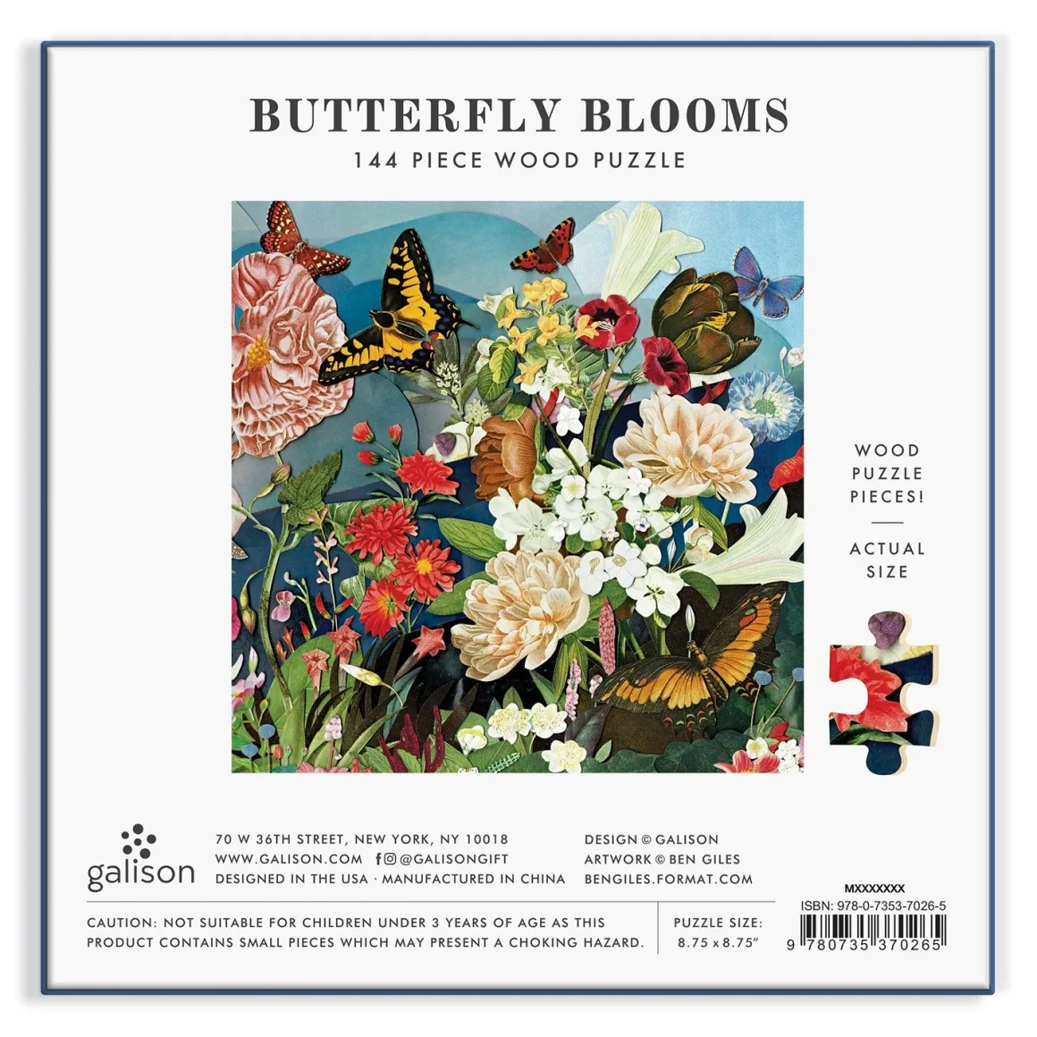 Butterfly Blooms 144 Piece Wood Jigsaw Puzzle
