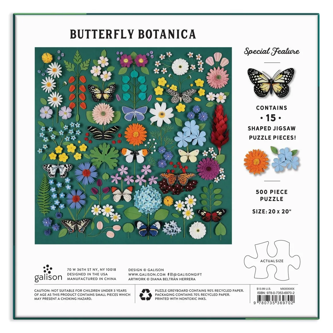 Butterfly Botanica 500 Piece Puzzle with Shaped Pieces