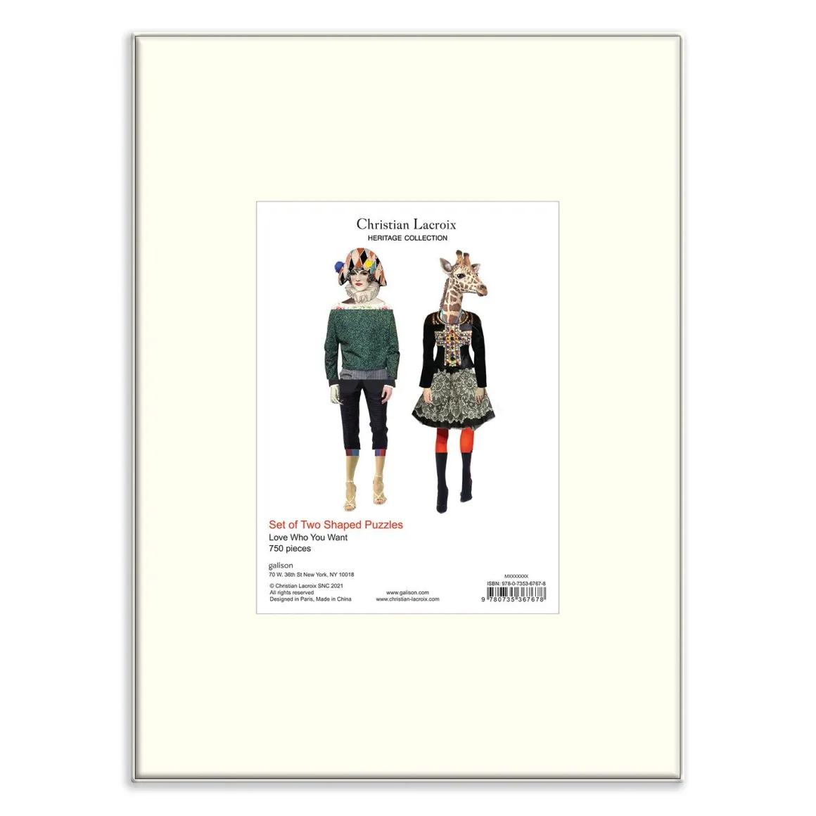 Christian Lacroix Heritage Collection Love Who You Want Set of Two Shaped Jigsaw Puzzles