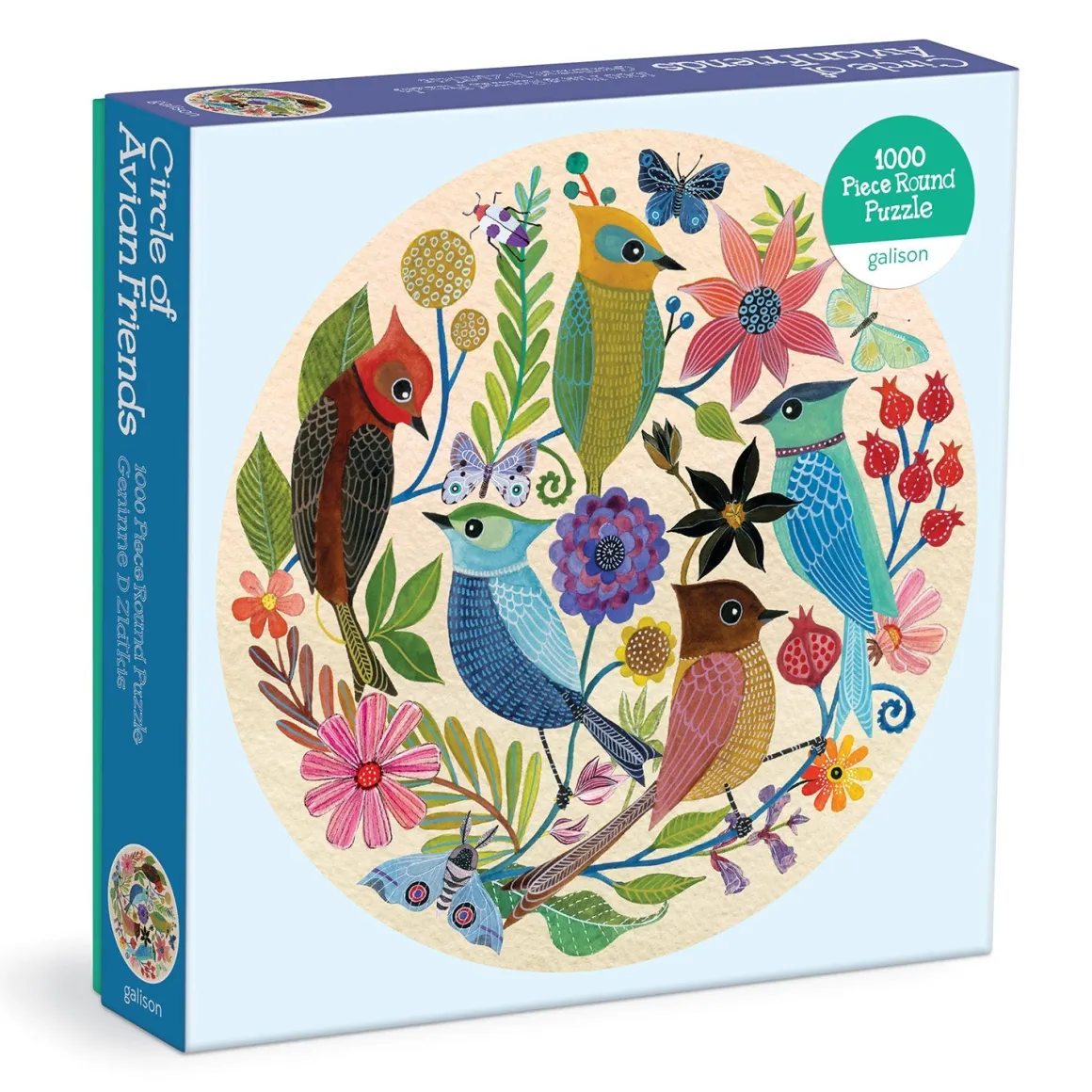 Circle of Avian Friends 1000 Piece Round Puzzle