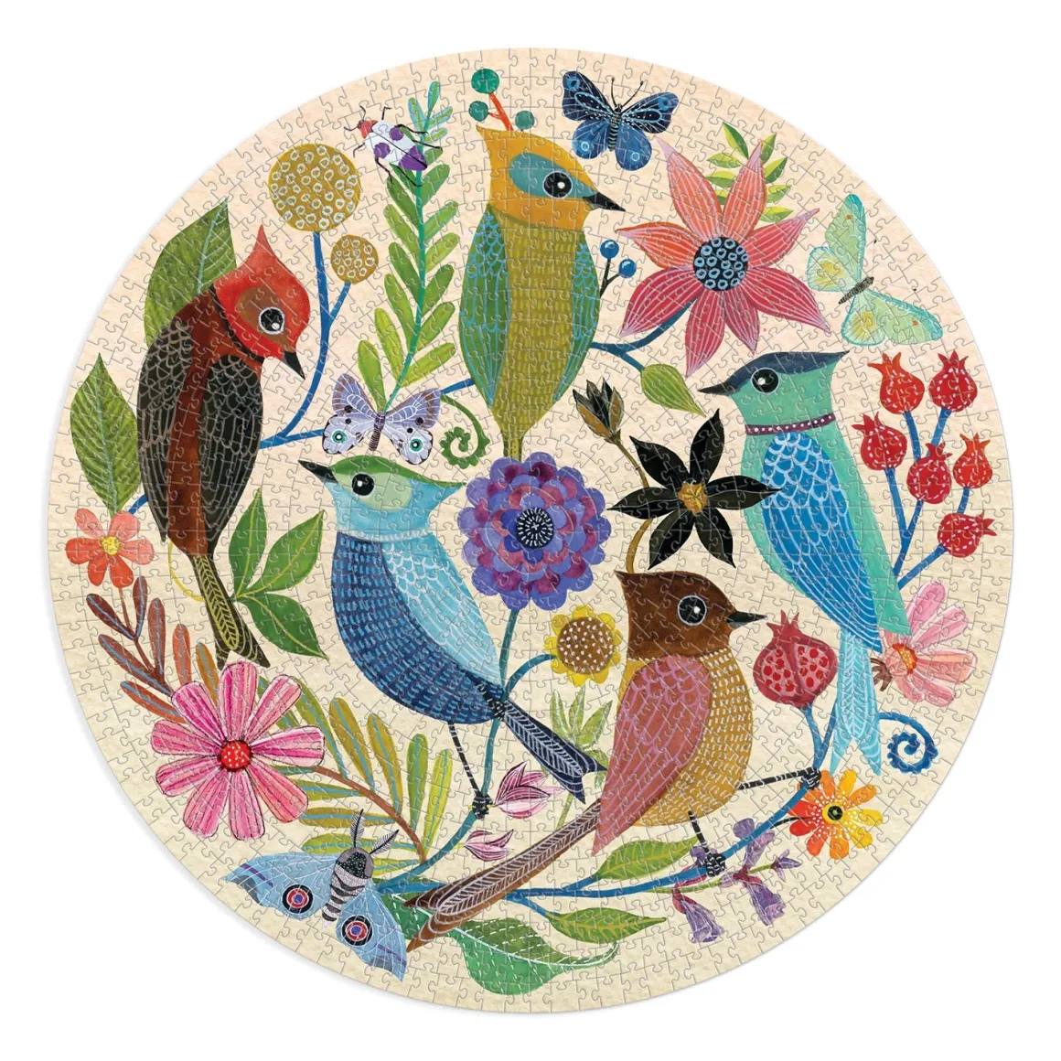 Circle of Avian Friends 1000 Piece Round Puzzle