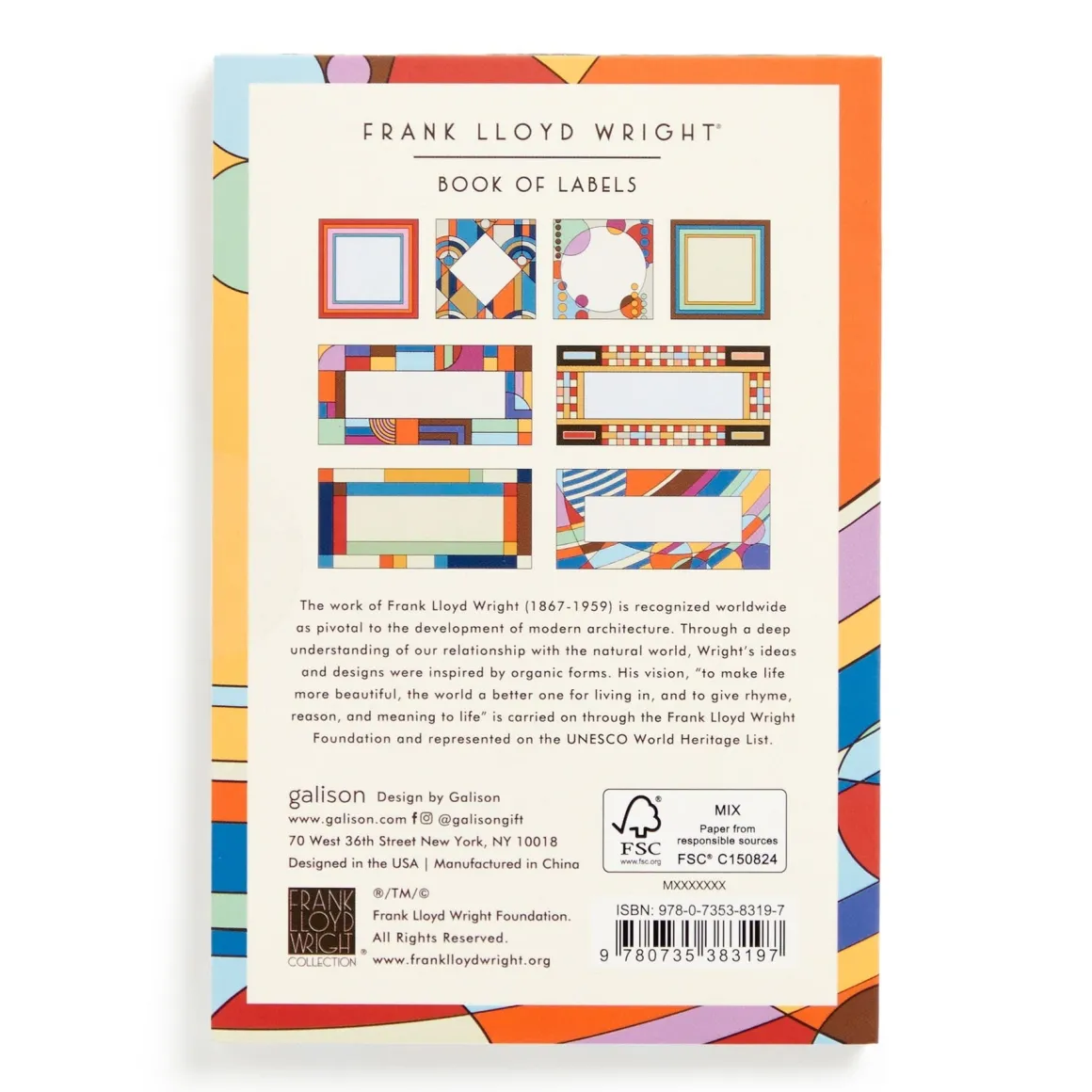 Frank Lloyd Wright Book of Labels