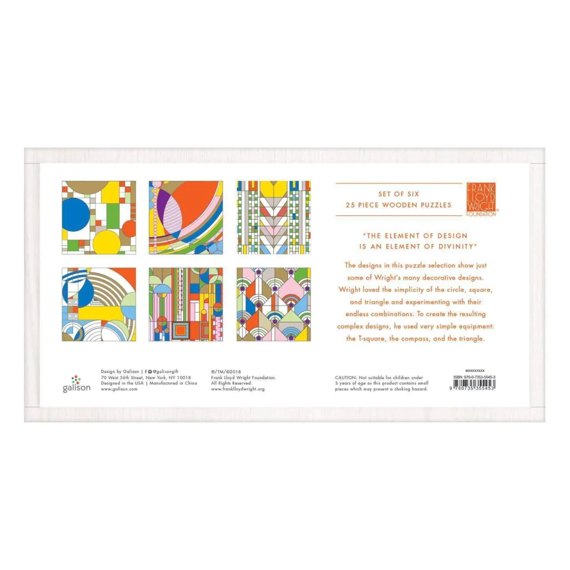 Frank Lloyd Wright Wooden Jigsaw Puzzle Set