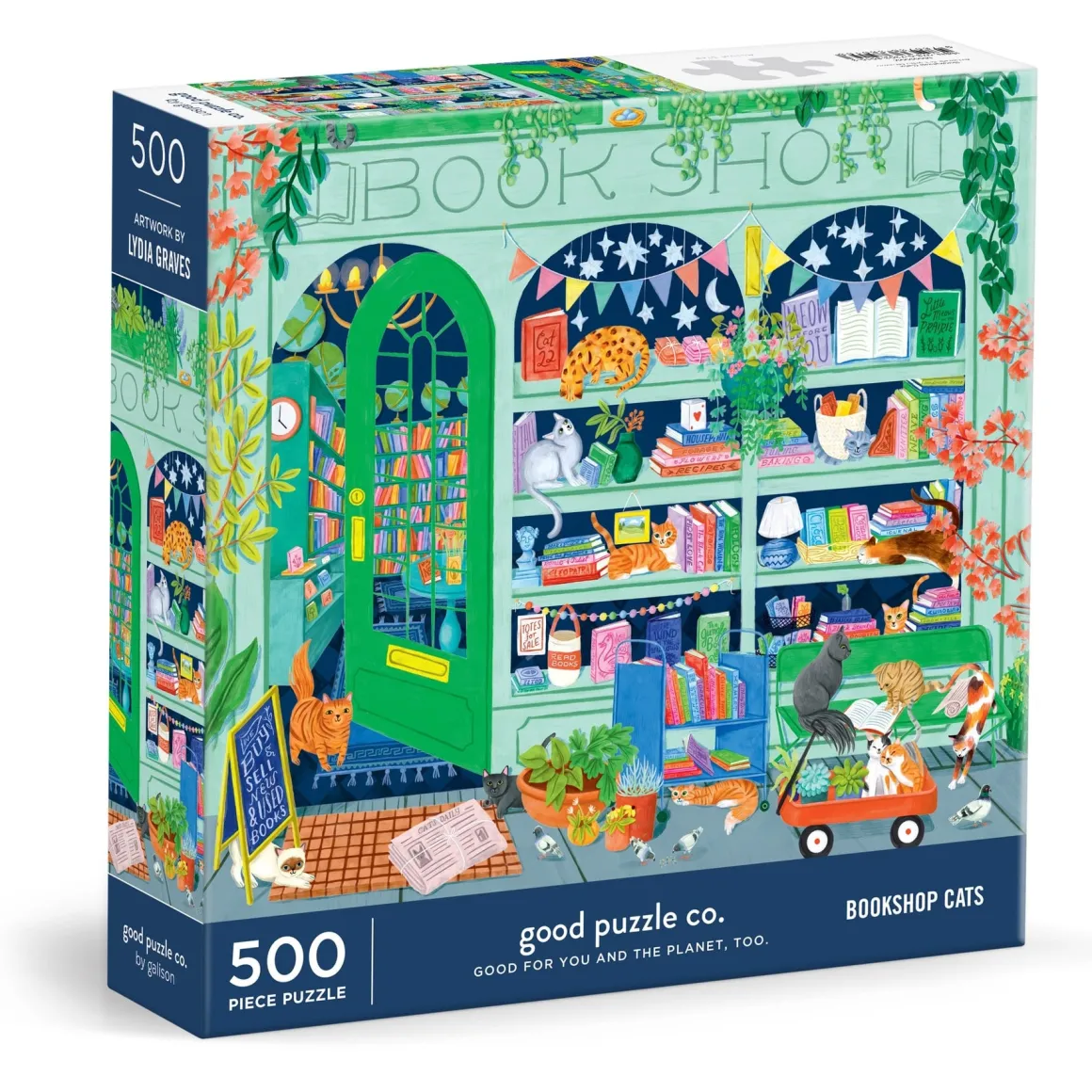 Good Puzzle Co. Bookshop Cats 500pc Puzzle
