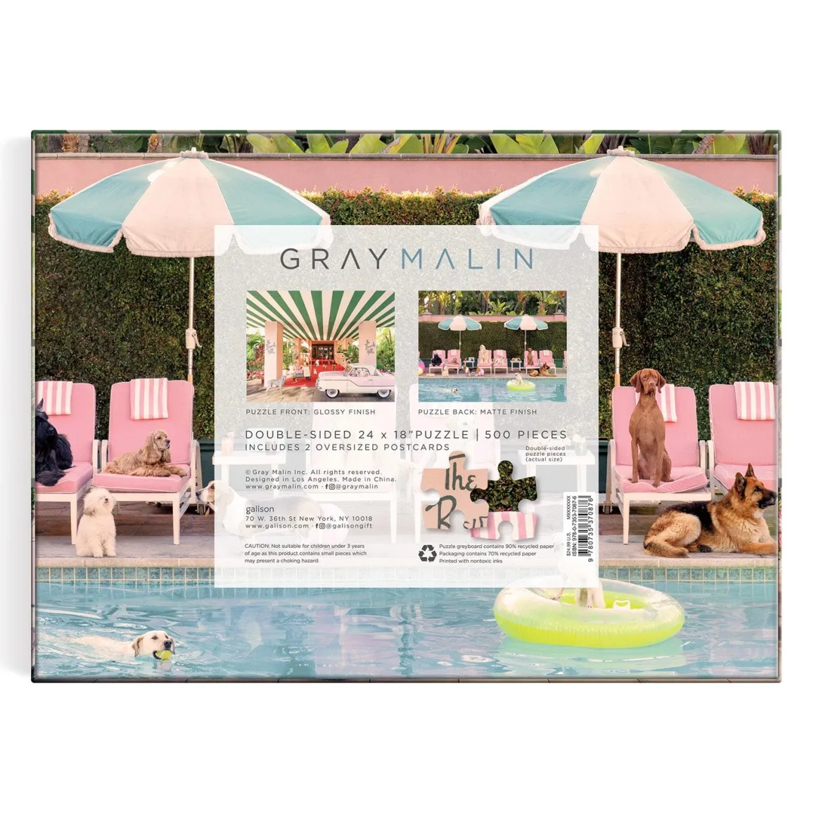 Gray Malin The Dogs at the Beverly Hills Hotel 500 Piece Double-Sided Puzzle