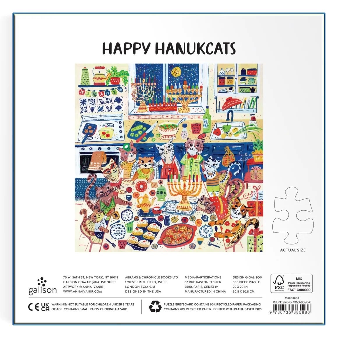 Happy Hanukcats 500 Piece Puzzle