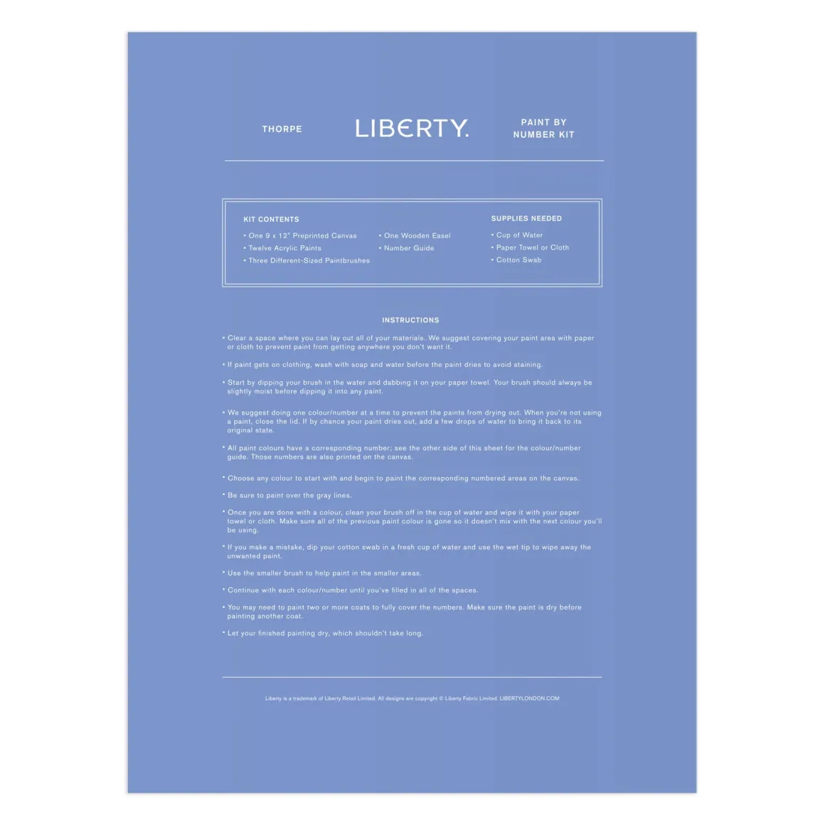 Liberty 9 x 12 Paint by Number Kit Thorpe