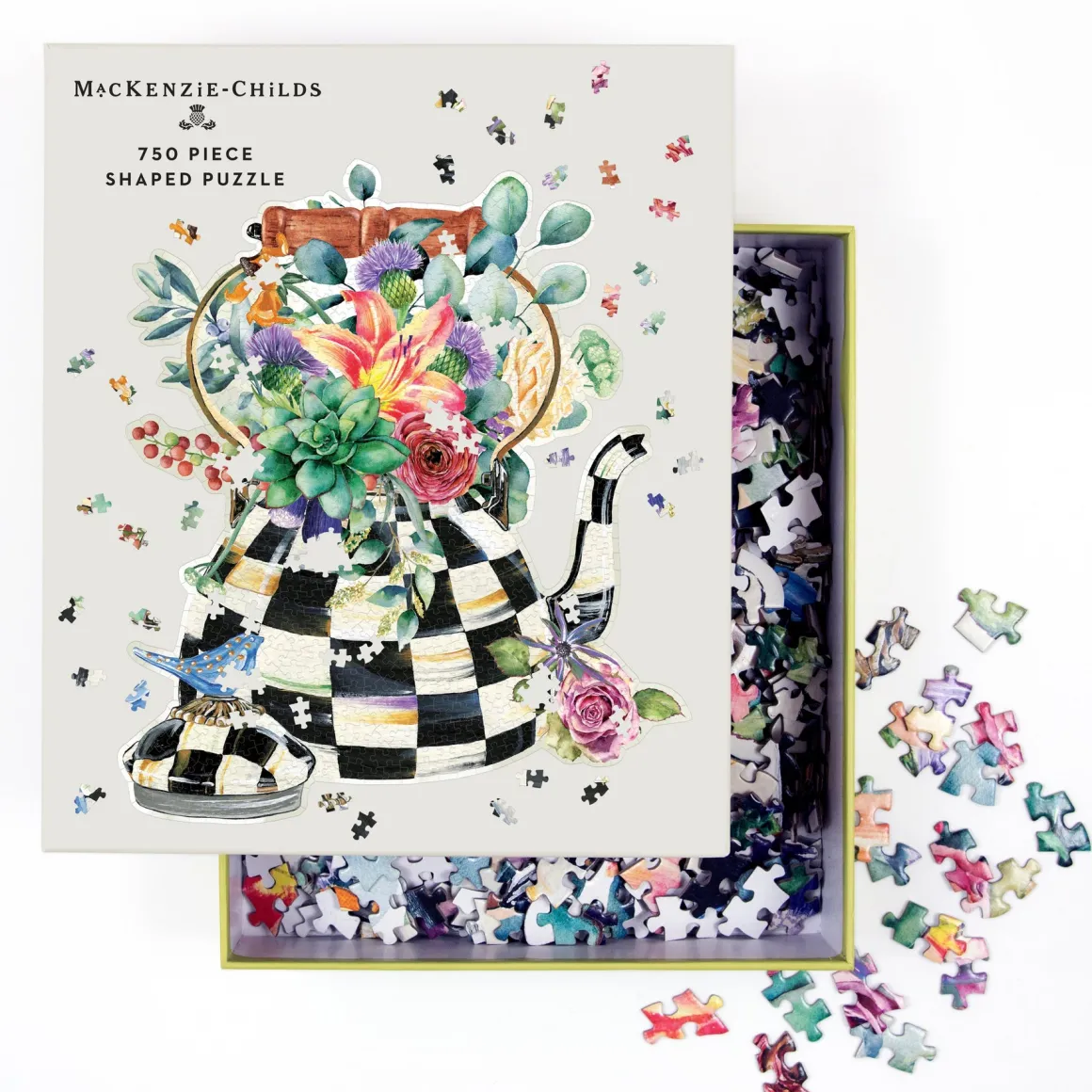 MacKenzie-Childs Blooming Kettle 750 Piece Shaped Puzzle