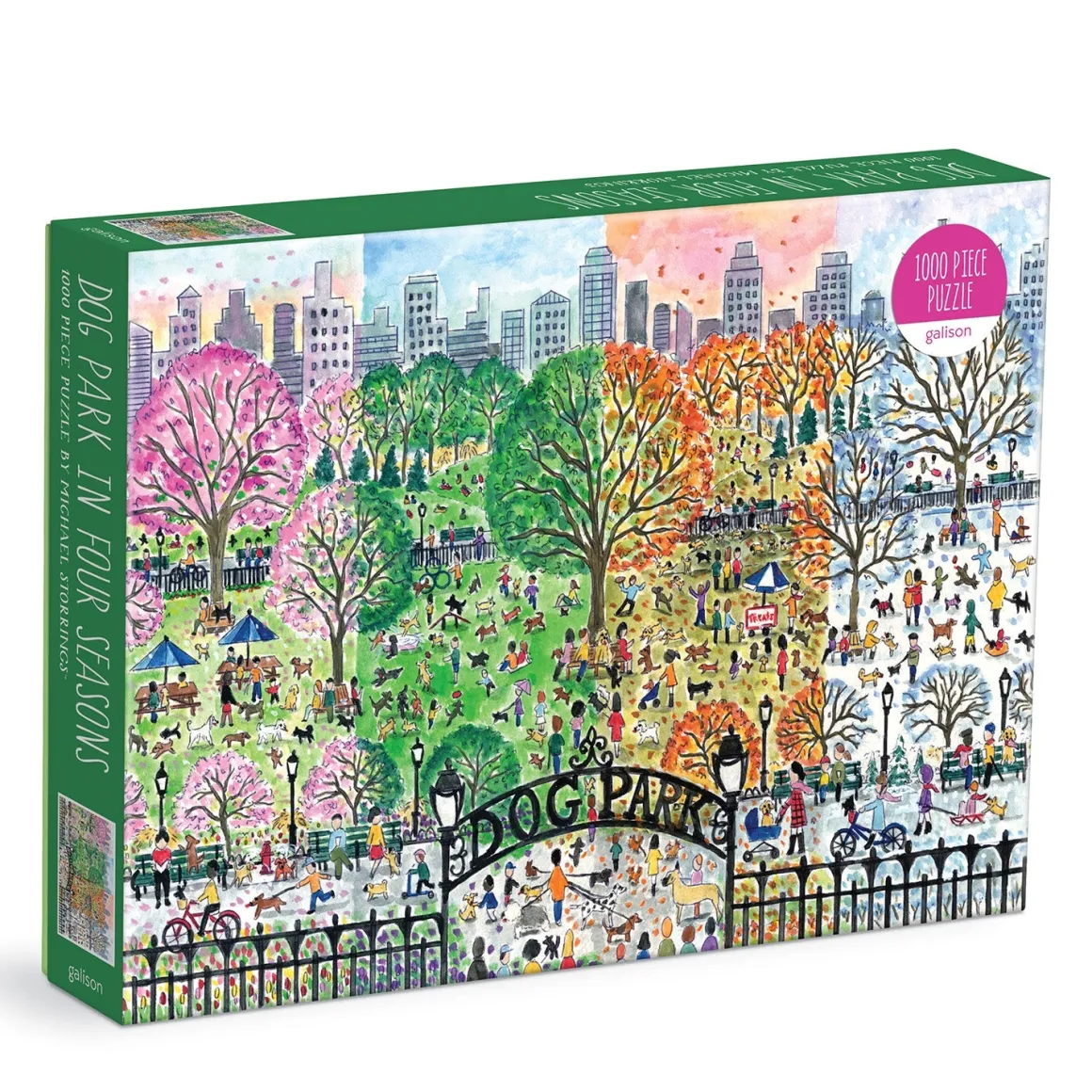 Michael Storrings Dog Park in Four Seasons 1000 Piece Puzzle