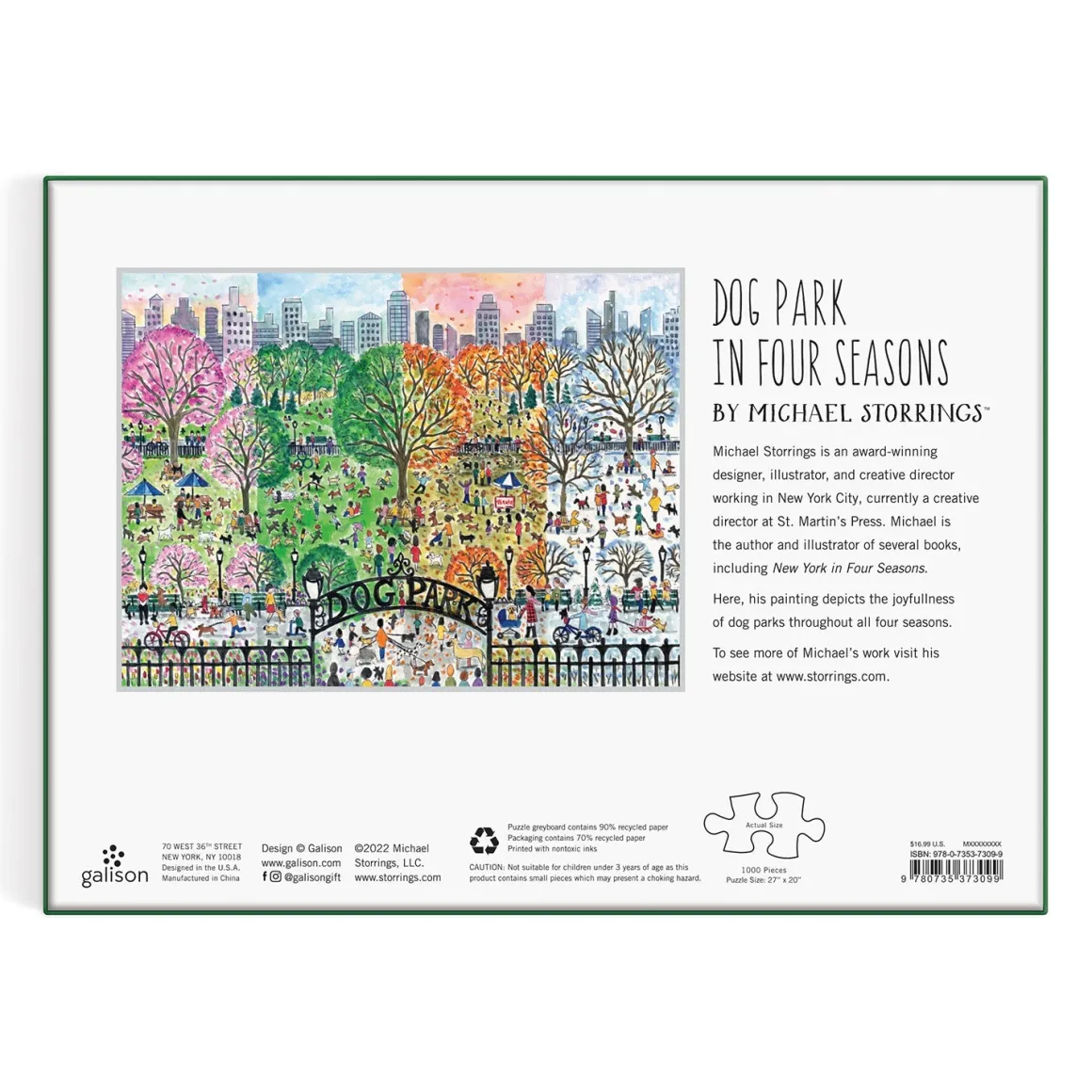 Michael Storrings Dog Park in Four Seasons 1000 Piece Puzzle