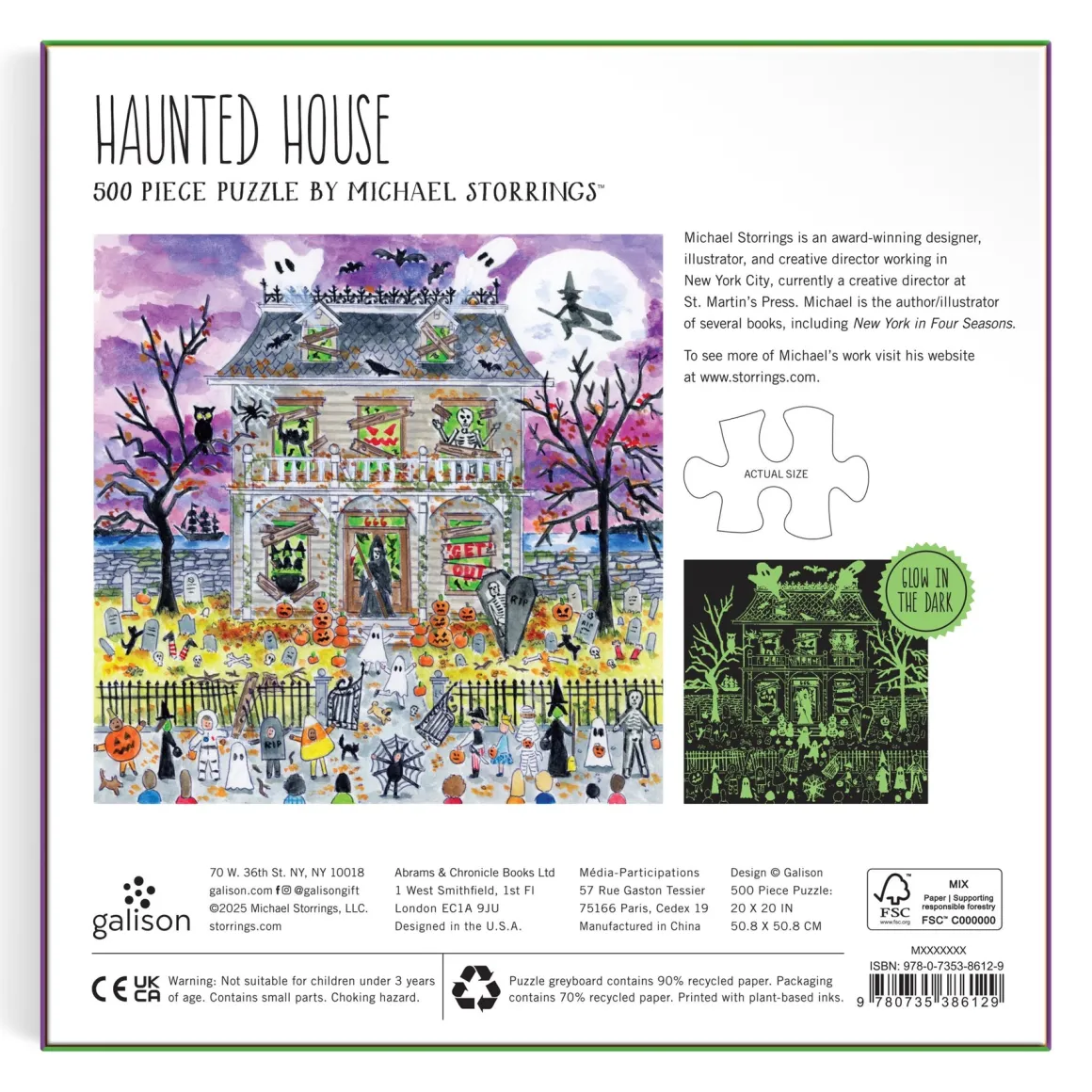 Michael Storrings Haunted House 500 Piece Glow in the Dark Puzzle