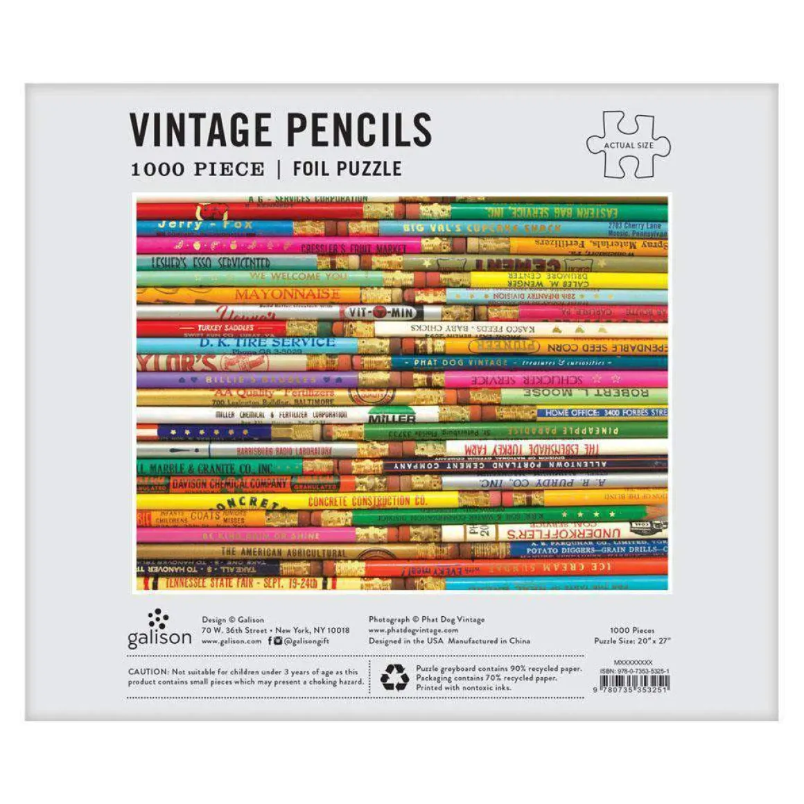 Phat Dog Vintage Pencils 1000 Piece Foil Stamped Jigsaw Puzzle