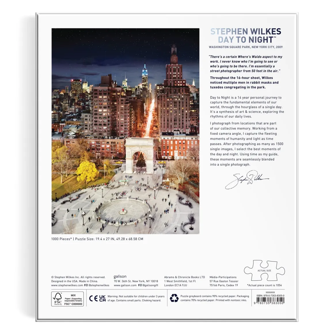 Stephen Wilkes Day To Night Washington Square Park 1000 Piece Puzzle