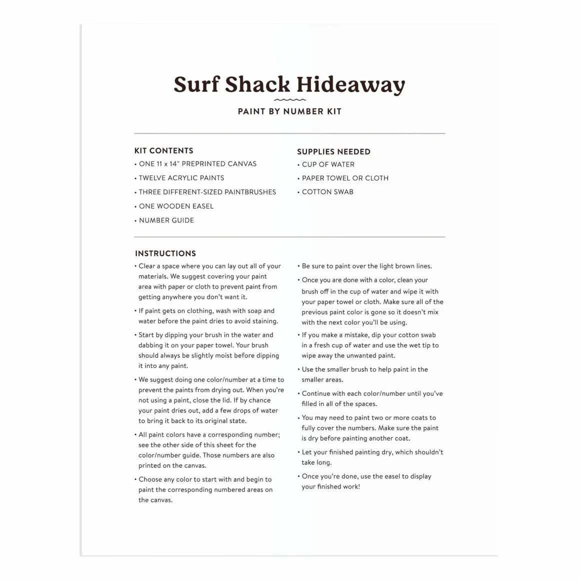 Surf Shack Hideaway 11 x 14 Paint By Number Kit