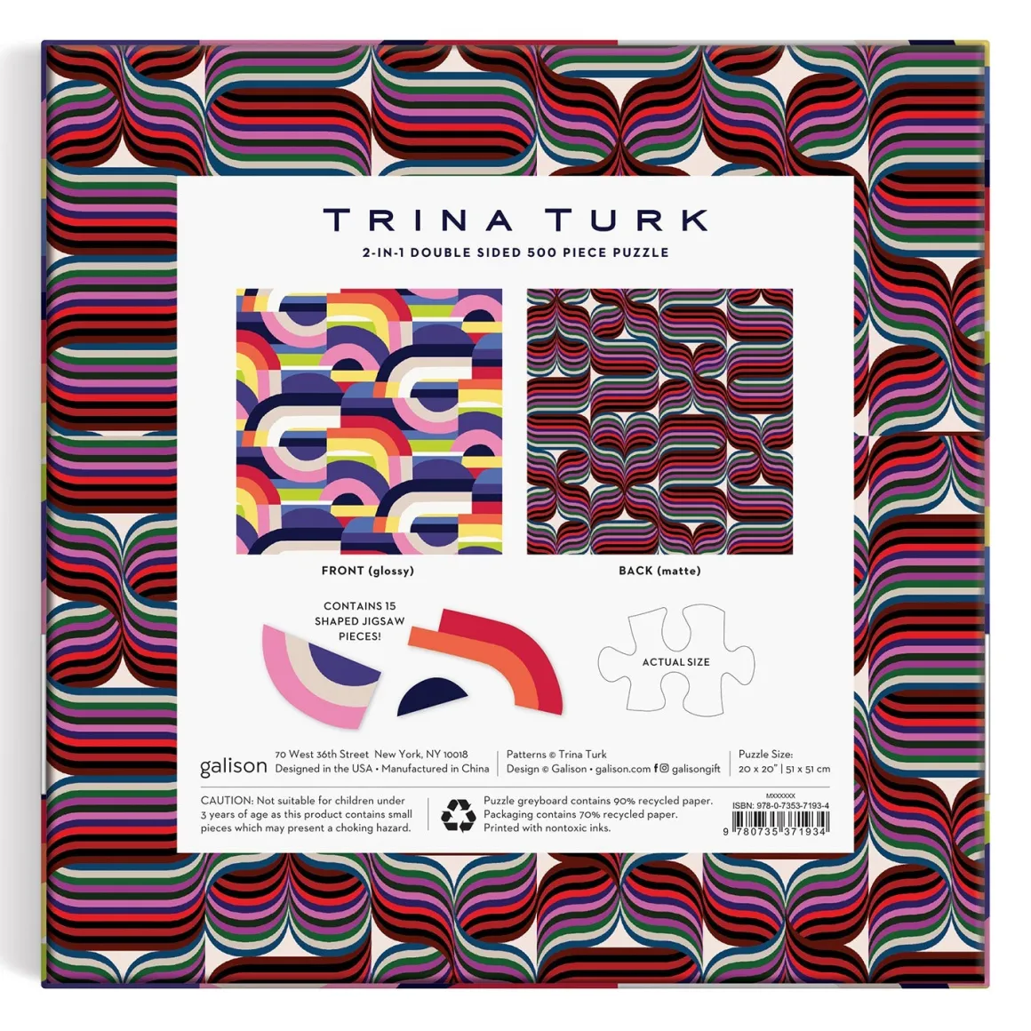 Trina Turk 500 Piece Double Sided Puzzle with Shaped Pieces