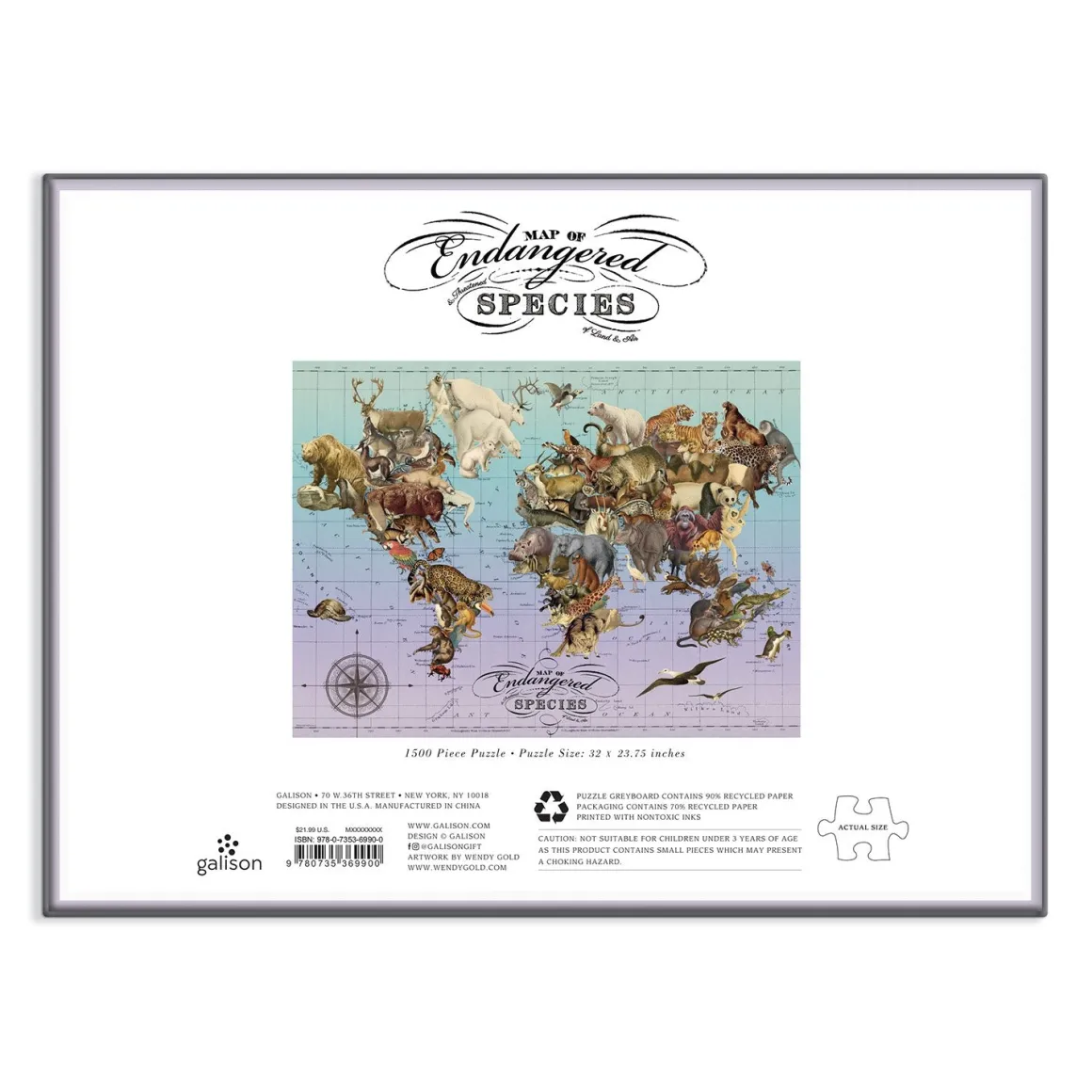 Wendy Gold Endangered Species 1500 Piece Jigsaw Puzzle