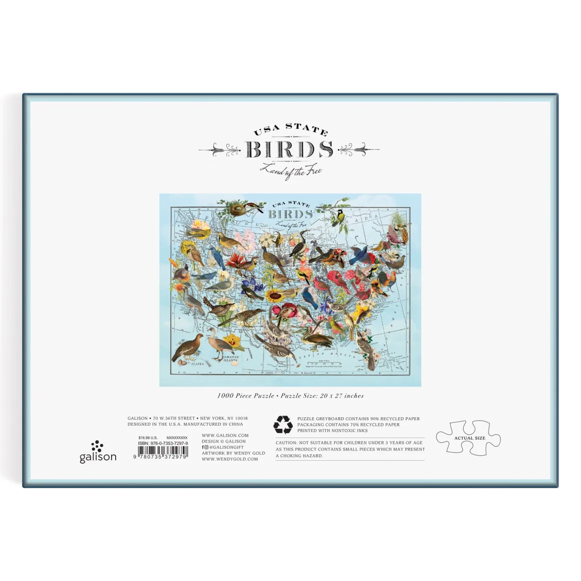 Wendy Gold State Birds 1000 Piece Puzzle