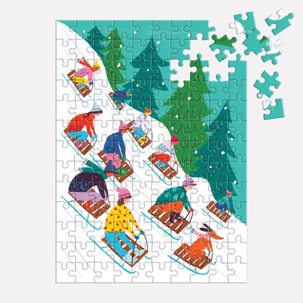 Winter Sledding 130pc Puzzle Ornament