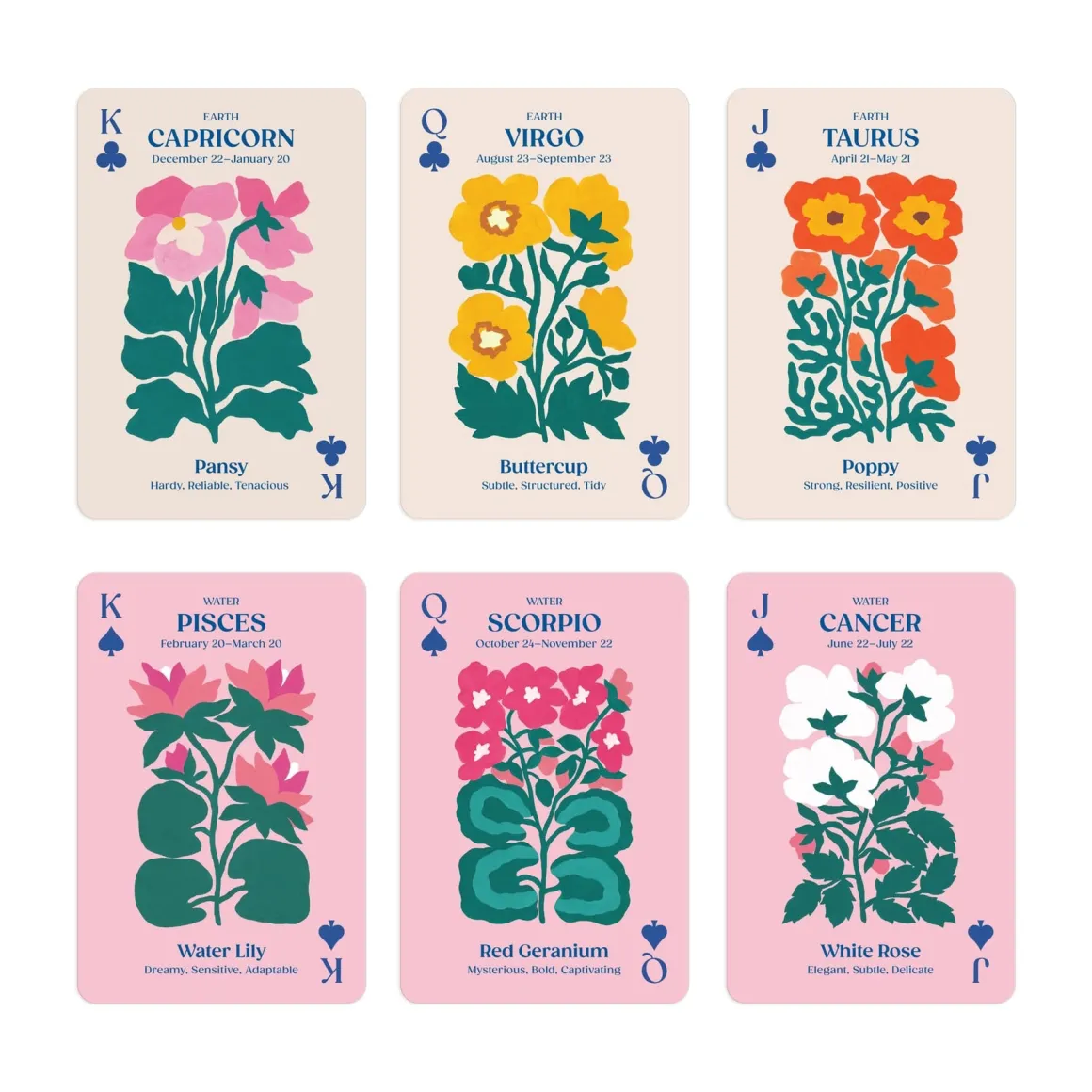 Zodiac Flowers Playing Card Set