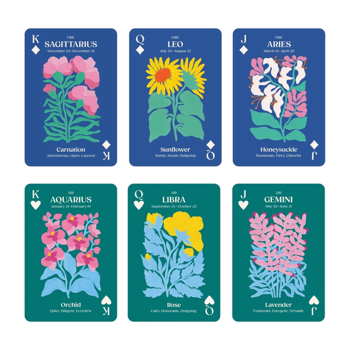 Zodiac Flowers Playing Card Set